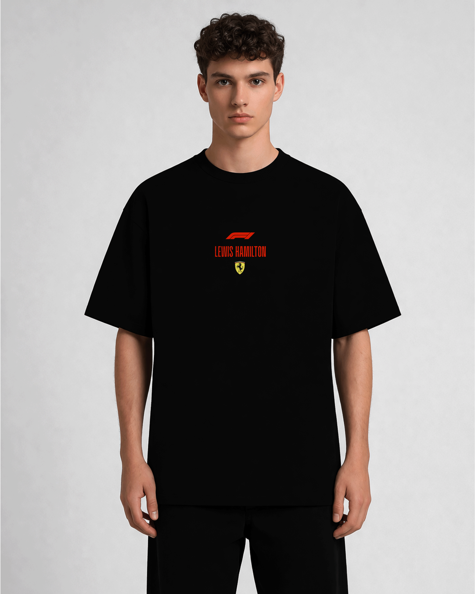 Lewis Hamilton F1 Graphic T-Shirt – Formula 1 Racing Oversized Black Tee