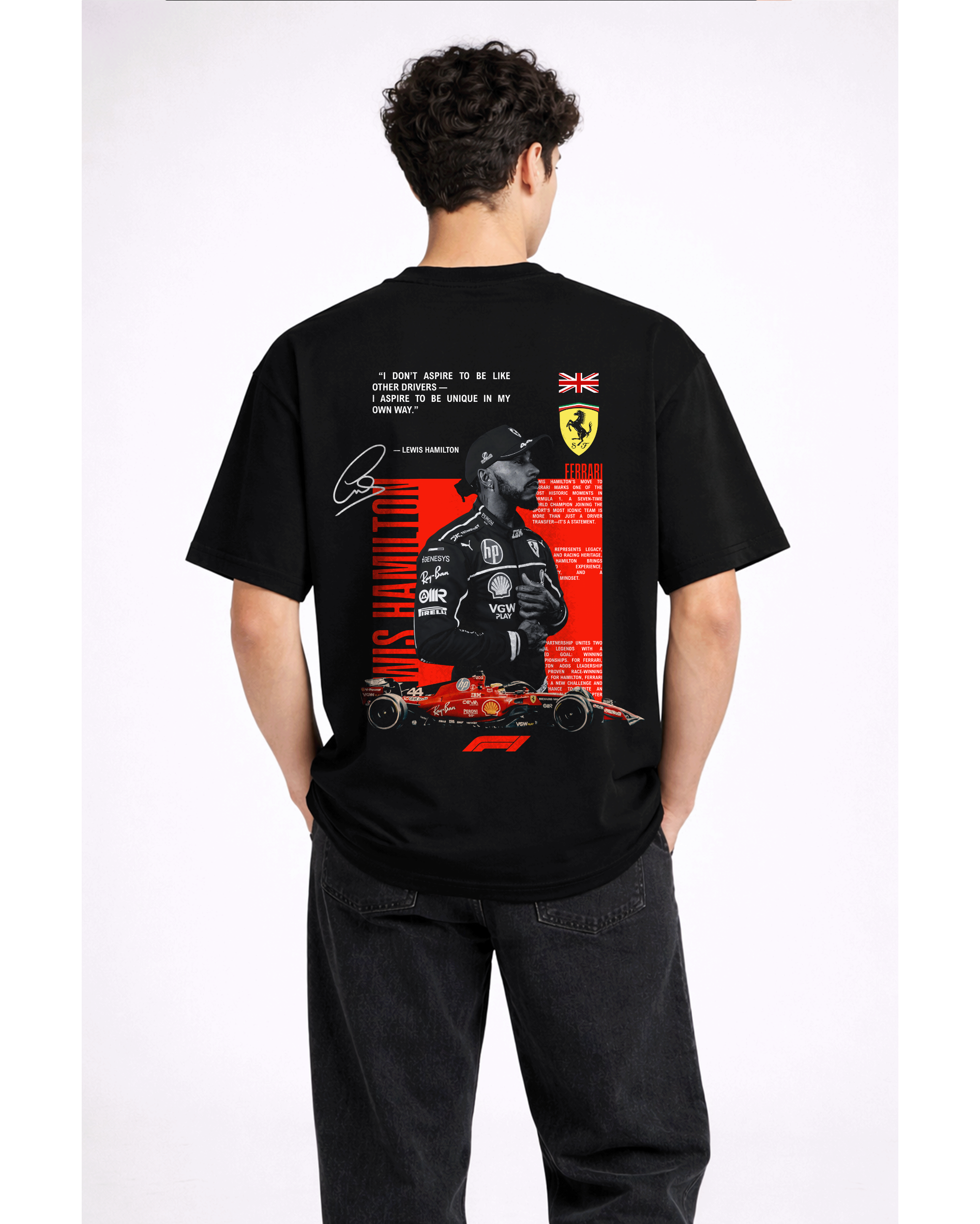 F1  Racing Oversized Black Tee