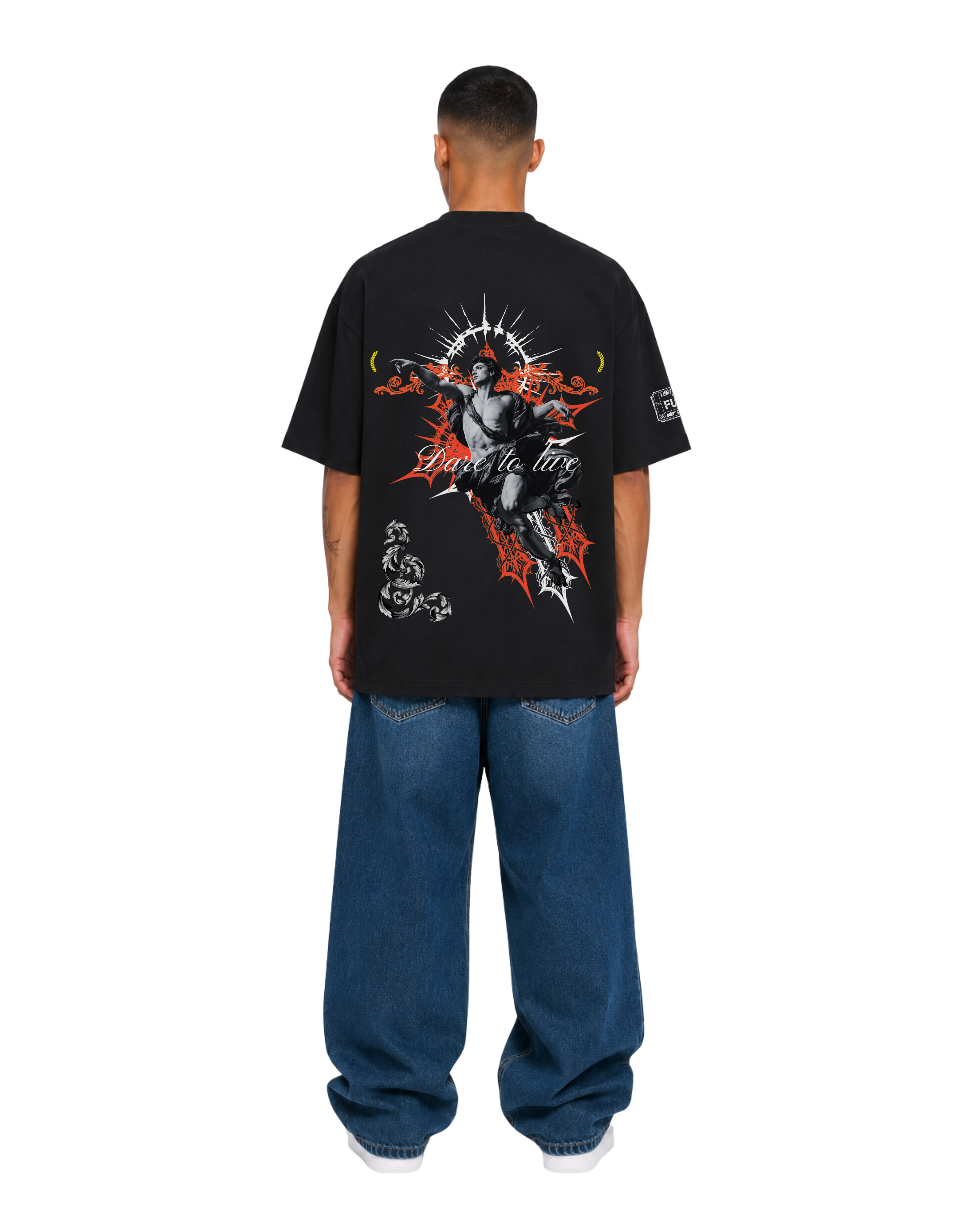 Gothic Angel Oversized Black T-Shirt