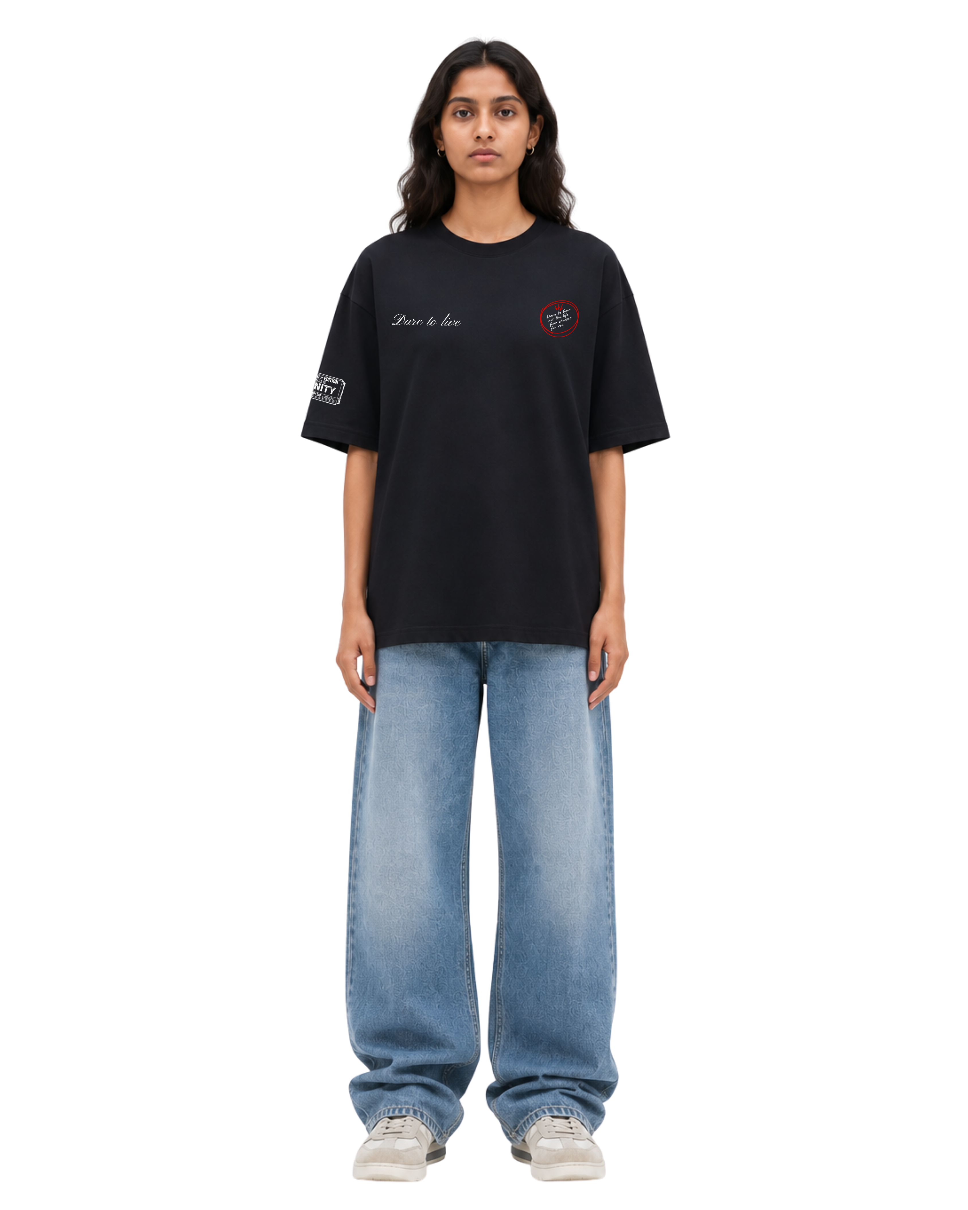 Gothic Angel Oversized Black T-Shirt