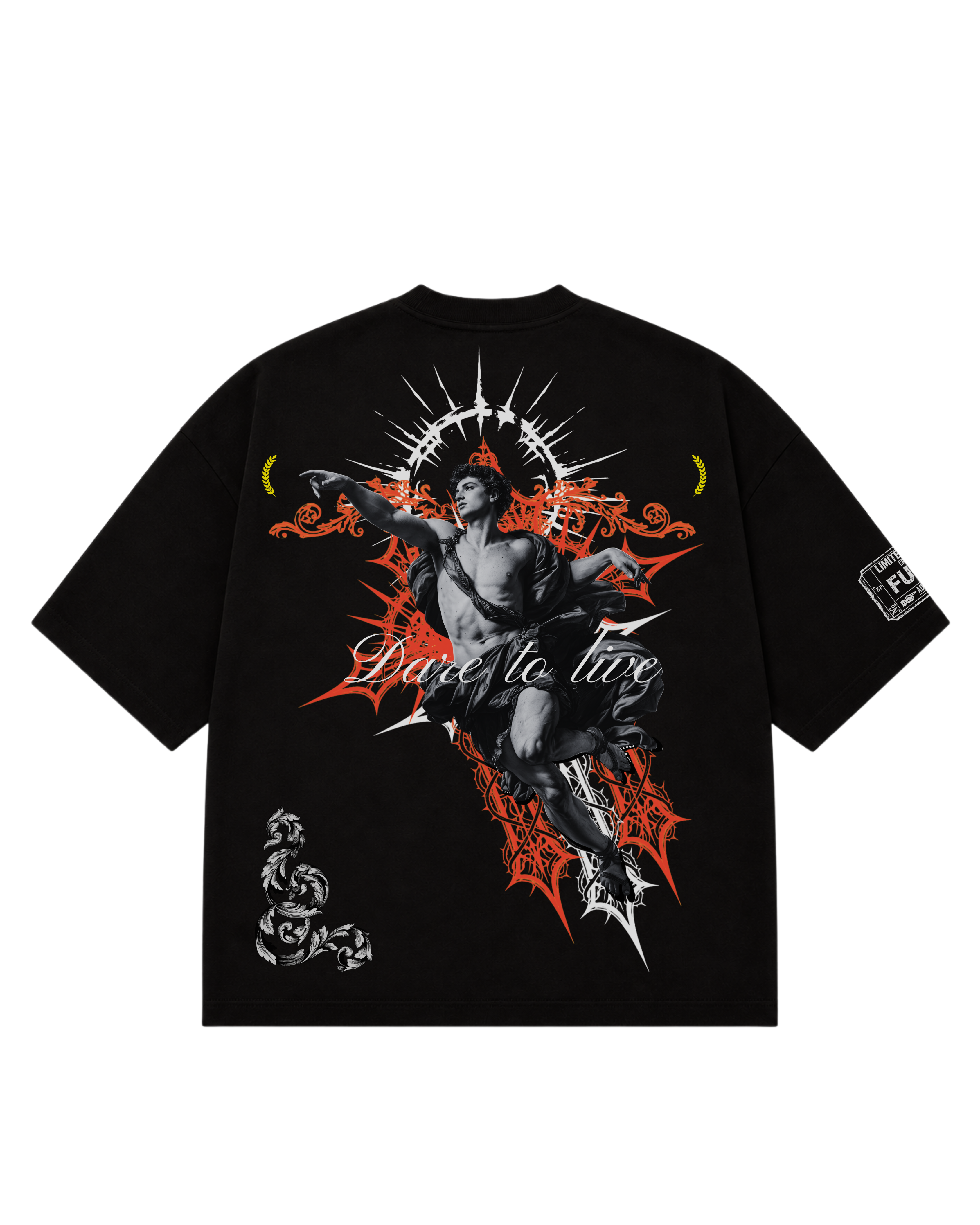 Gothic Angel Oversized Black T-Shirt