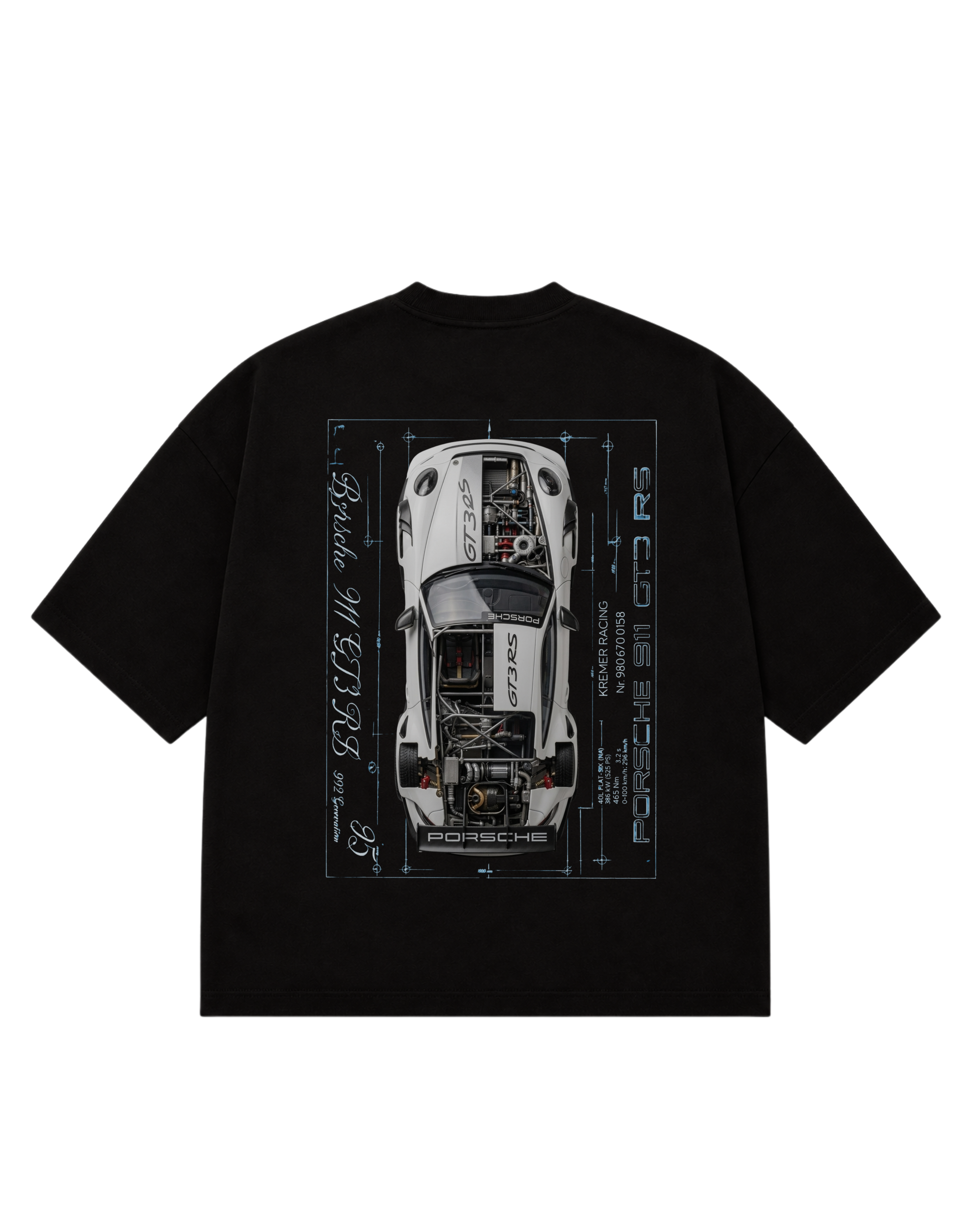 Porsche 911 GT3 RS Blueprint Oversized T-Shirt