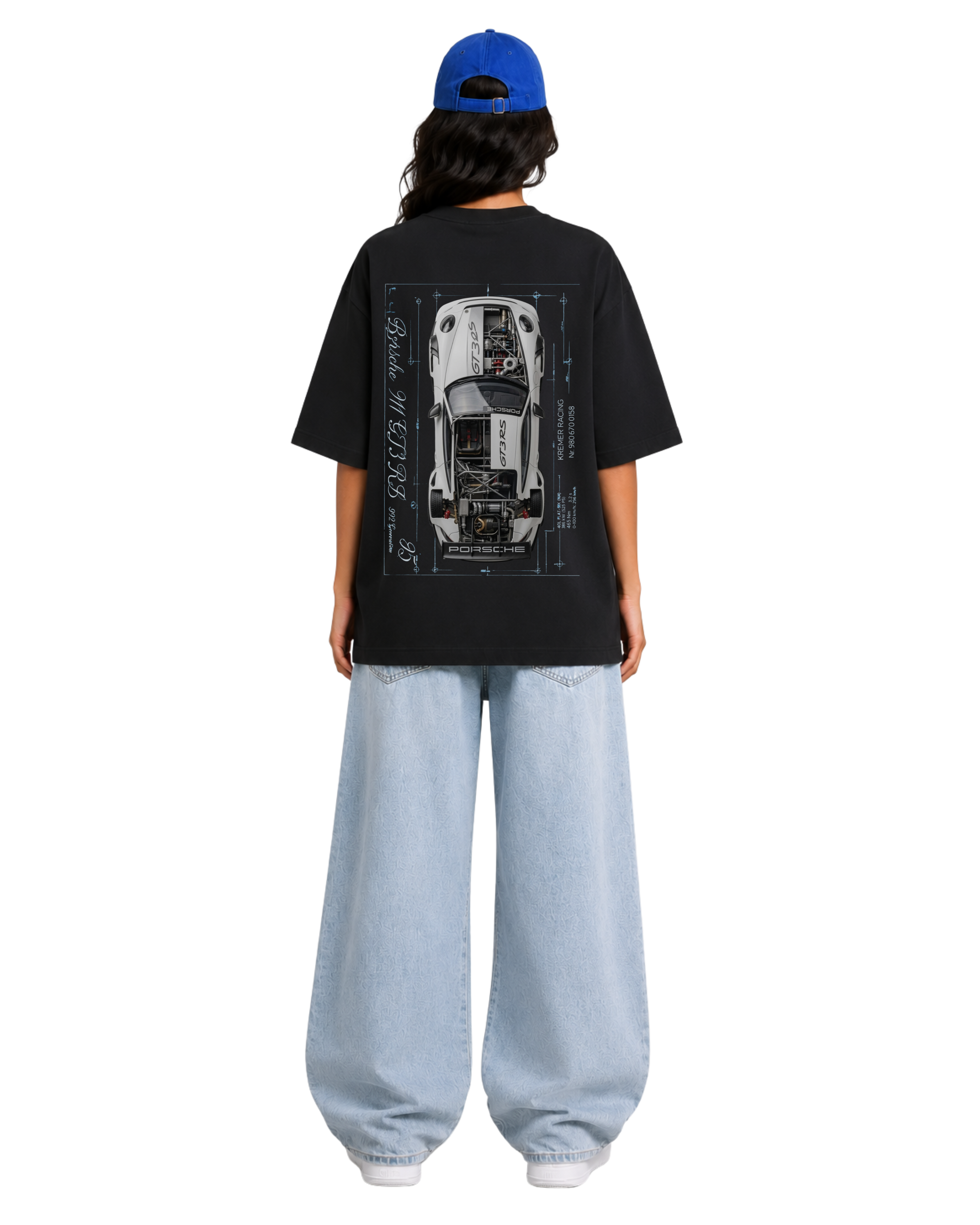 Porsche 911 GT3 RS Blueprint Oversized T-Shirt
