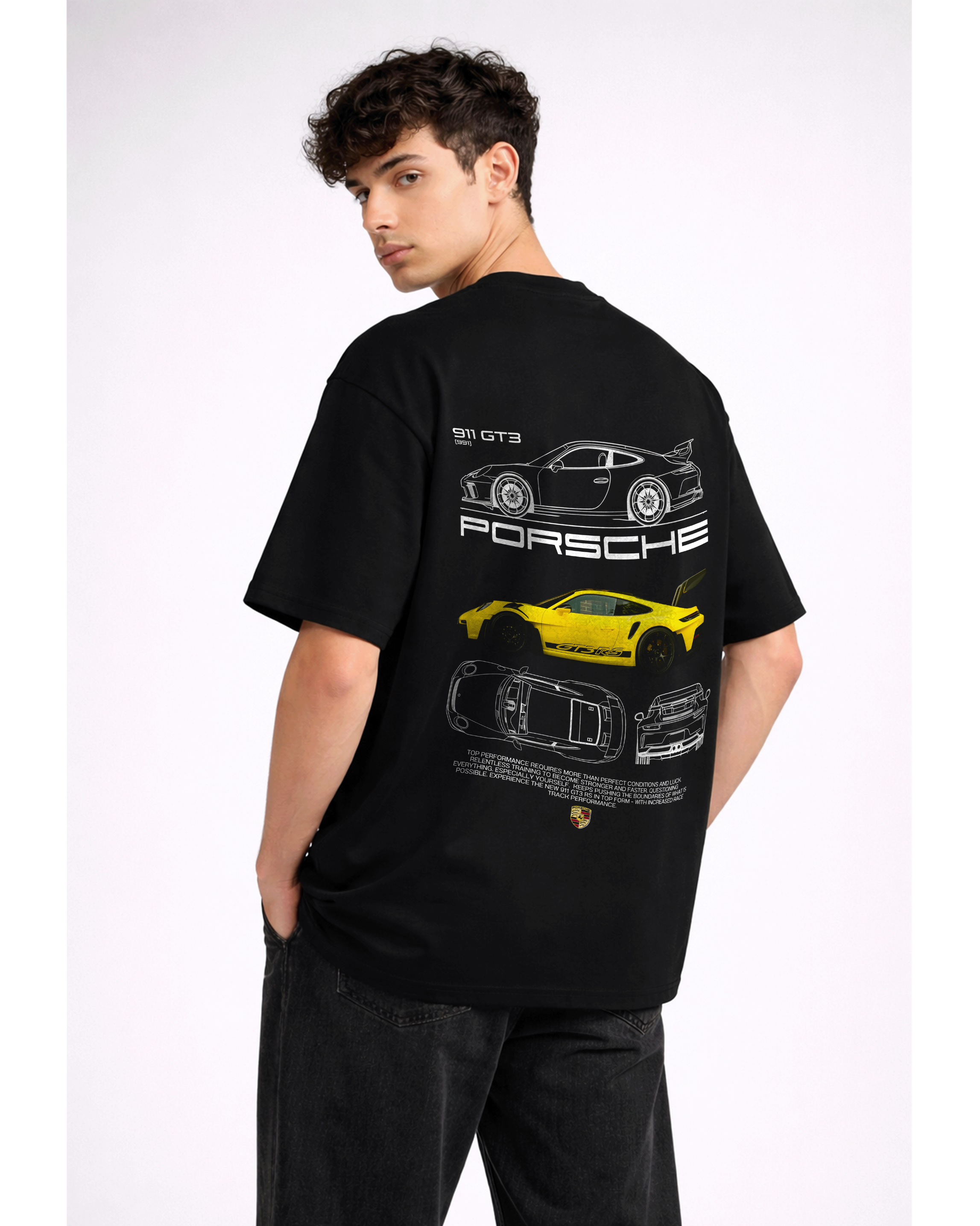 Porsche 911 GT3 Graphic T-Shirt – Oversized Black Streetwear Tee